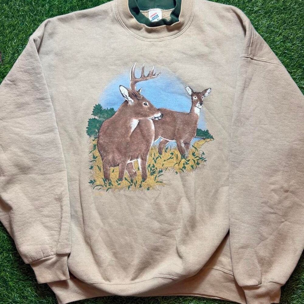 Jerzees Men's Tan and Cream Sweatshirt